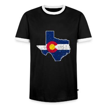 Colorado USA America Gift - Men's Ringer Shirt - black/white - Front - AI Model Female 172 light (172cm) & AI Model Male 178 light (178cm)