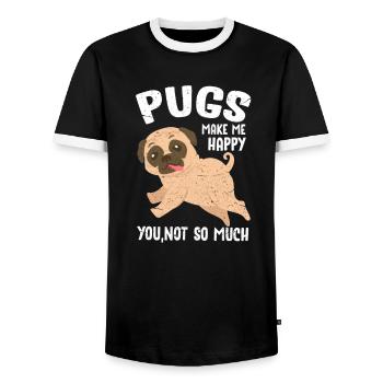 Pug - Men's Ringer Shirt - black/white - Front - AI Model Female 172 light (172cm) & AI Model Male 178 light (178cm)