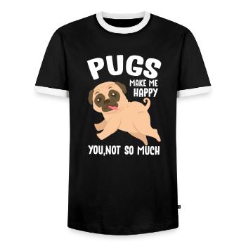 Carlin Chien Chien Ami Pet Pug Pug Pug Cadeau - T-shirt contrasté Homme - noir/blanc - Devant - AI Model Female 172 light (172cm) & AI Model Male 178 light (178cm)