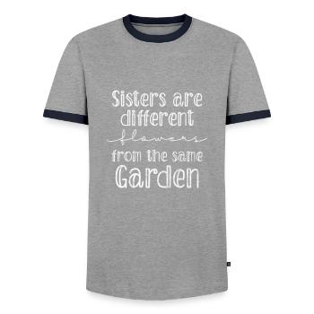 Soeur Frère Frères et sœurs Cadeau de famille - T-shirt contrasté Homme - gris/marine  - Devant - AI Model Female 172 light (172cm) & AI Model Male 178 light (178cm)