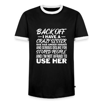 Soeur Frère Frères et sœurs Cadeau de famille - T-shirt contrasté Homme - noir/blanc - Devant - AI Model Female 172 light (172cm) & AI Model Male 178 light (178cm)