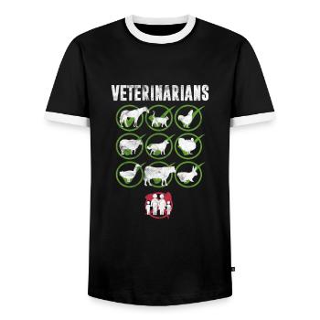 Veterinarian Veterinary Veterinarian Gift - Men's Ringer Shirt - black/white - Front - AI Model Female 172 light (172cm) & AI Model Male 178 light (178cm)