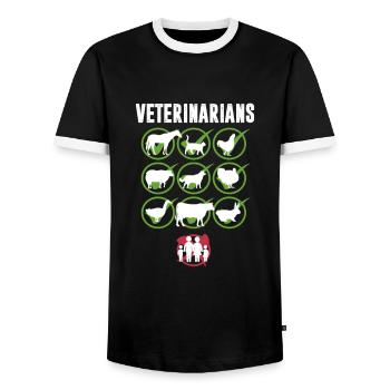 Tierarzt - Männer Kontrast-T-Shirt - Schwarz/Weiß - Vorne - AI Model Female 172 light (172cm) & AI Model Male 178 light (178cm)