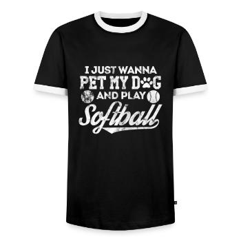 Softball - Men's Ringer Shirt - black/white - Front - AI Model Female 172 light (172cm) & AI Model Male 178 light (178cm)
