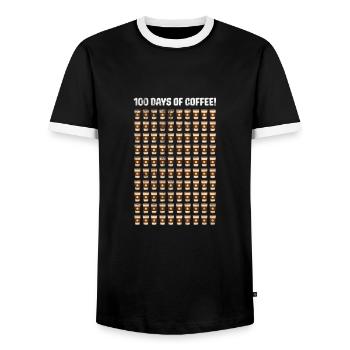 Kaffee - Männer Kontrast-T-Shirt - Schwarz/Weiß - Vorne - AI Model Female 172 light (172cm) & AI Model Male 178 light (178cm)