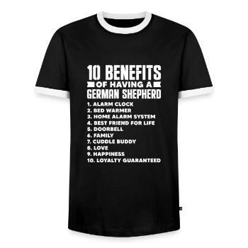 Deutscher Schäferhund - Männer Kontrast-T-Shirt - Schwarz/Weiß - Vorne - AI Model Female 172 light (172cm) & AI Model Male 178 light (178cm)