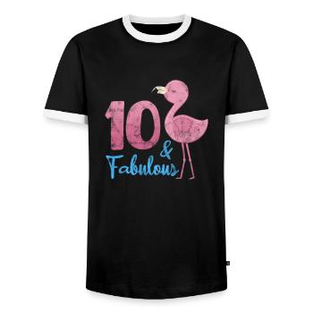 10th birthday Flamingo - Men's Ringer Shirt - black/white - Front - AI Model Female 172 light (172cm) & AI Model Male 178 light (178cm)