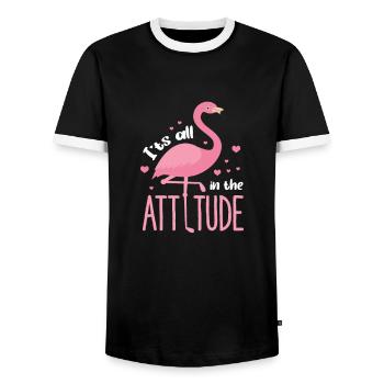 Flamingo Pink Vogel Zoo Sommer Urlaub Geschenk - Männer Kontrast-T-Shirt - Schwarz/Weiß - Vorne - AI Model Female 172 light (172cm) & AI Model Male 178 light (178cm)