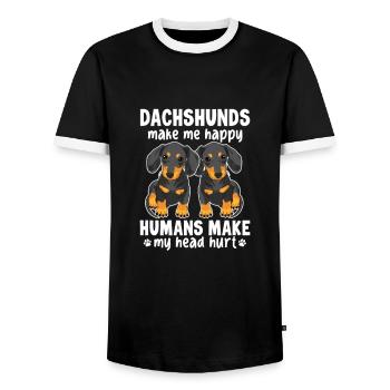 Dackel Hund Hunde Dachshund Teckel Geschenk - Männer Kontrast-T-Shirt - Schwarz/Weiß - Vorne - AI Model Female 172 light (172cm) & AI Model Male 178 light (178cm)