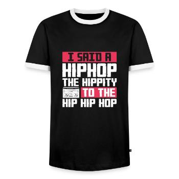 Hip Hop Rap Music Rapper Hiphop Gift - Men's Ringer Shirt - black/white - Front - AI Model Female 172 light (172cm) & AI Model Male 178 light (178cm)