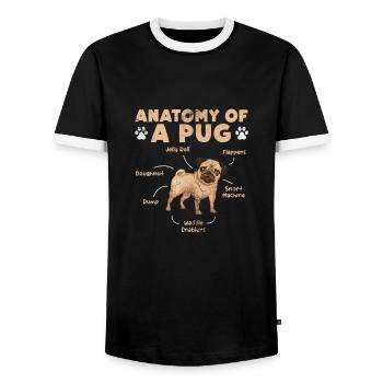 Pug - Men's Ringer Shirt - black/white - Front - AI Model Female 172 light (172cm) & AI Model Male 178 light (178cm)