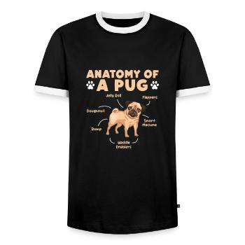 Carlin Chien Chien Ami Pet Pug Pug Pug Cadeau - T-shirt contrasté Homme - noir/blanc - Devant - AI Model Female 172 light (172cm) & AI Model Male 178 light (178cm)