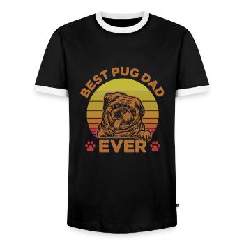 Carlin Chien Chien Ami Pet Pug Pug Pug Cadeau - T-shirt contrasté Homme - noir/blanc - Devant - AI Model Female 172 light (172cm) & AI Model Male 178 light (178cm)