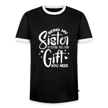 Sister - Men's Ringer Shirt - black/white - Front - AI Model Female 172 light (172cm) & AI Model Male 178 light (178cm)