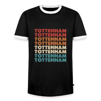 Tottenham United Kingdom UK England Gift - Men's Ringer Shirt - black/white - Front - AI Model Female 172 light (172cm) & AI Model Male 178 light (178cm)