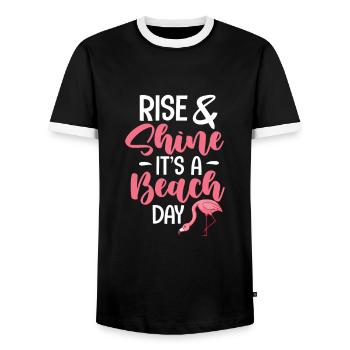 Flamingo Pink Vogel Zoo Sommer Urlaub Geschenk - Männer Kontrast-T-Shirt - Schwarz/Weiß - Vorne - AI Model Female 172 light (172cm) & AI Model Male 178 light (178cm)
