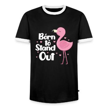 Flamingo Pink Vogel Zoo Sommer Urlaub Geschenk - Männer Kontrast-T-Shirt - Schwarz/Weiß - Vorne - AI Model Female 172 light (172cm) & AI Model Male 178 light (178cm)