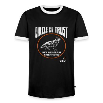 German Shepherd Dog Pet Dogs Gift - Men's Ringer Shirt - black/white - Front - AI Model Female 172 light (172cm) & AI Model Male 178 light (178cm)
