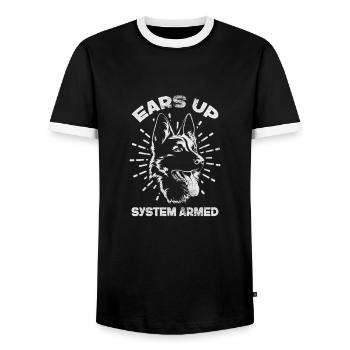 German Shepherd Dog Pet Dogs Gift - Men's Ringer Shirt - black/white - Front - AI Model Female 172 light (172cm) & AI Model Male 178 light (178cm)