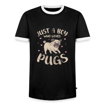 Pug - Men's Ringer Shirt - black/white - Front - AI Model Female 172 light (172cm) & AI Model Male 178 light (178cm)