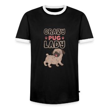 Pug - Men's Ringer Shirt - black/white - Front - AI Model Female 172 light (172cm) & AI Model Male 178 light (178cm)