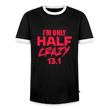 Run - Men's Ringer Shirt - black/white - Front - AI Model Female 172 light (172cm) & AI Model Male 178 light (178cm)