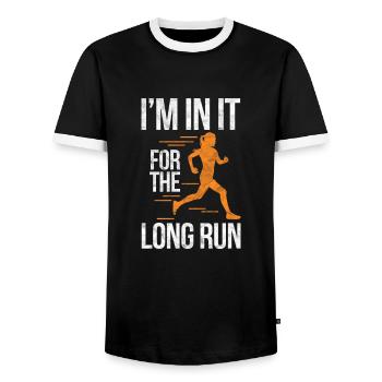 Running Runner Jogging Jogging Runner Gift - Men's Ringer Shirt - black/white - Front - AI Model Female 172 light (172cm) & AI Model Male 178 light (178cm)