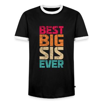 Grande sœur Frère frères et sœurs Cadeau - T-shirt contrasté Homme - noir/blanc - Devant - AI Model Female 172 light (172cm) & AI Model Male 178 light (178cm)