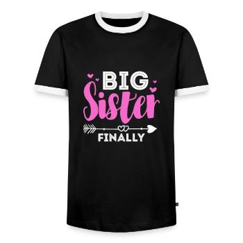 Grande sœur - T-shirt contrasté Homme - noir/blanc - Devant - AI Model Female 172 light (172cm) & AI Model Male 178 light (178cm)