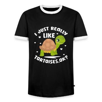 Turtle Turtle Sea Sea Creatures Gift - Men's Ringer Shirt - black/white - Front - AI Model Female 172 light (172cm) & AI Model Male 178 light (178cm)