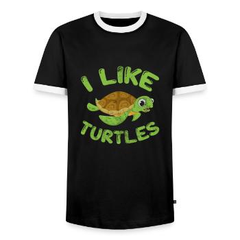 Turtle - Men's Ringer Shirt - black/white - Front - AI Model Female 172 light (172cm) & AI Model Male 178 light (178cm)