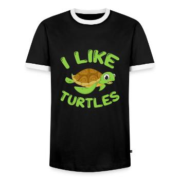Turtle Turtle Sea Sea Creatures Gift - Men's Ringer Shirt - black/white - Front - AI Model Female 172 light (172cm) & AI Model Male 178 light (178cm)