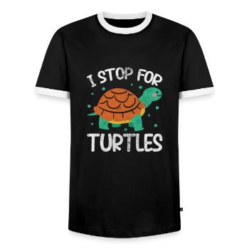 Turtle - Men's Ringer Shirt - black/white - Front - AI Model Female 172 light (172cm) & AI Model Male 178 light (178cm)