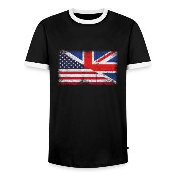 United Kingdom USA - Männer Kontrast-T-Shirt - Schwarz/Weiß - Vorne - AI Model Female 172 light (172cm) & AI Model Male 178 light (178cm)
