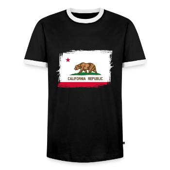 Kalifornien - Männer Kontrast-T-Shirt - Schwarz/Weiß - Vorne - AI Model Female 172 light (172cm) & AI Model Male 178 light (178cm)