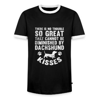 Dachshund - Men's Ringer Shirt - black/white - Front - AI Model Female 172 light (172cm) & AI Model Male 178 light (178cm)