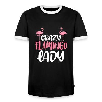 Flamingo Lady Pink Vogel Sommer Urlaub Geschenk - Männer Kontrast-T-Shirt - Schwarz/Weiß - Vorne - AI Model Female 172 light (172cm) & AI Model Male 178 light (178cm)