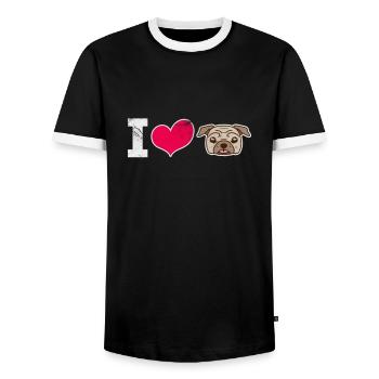 Pug - Men's Ringer Shirt - black/white - Front - AI Model Female 172 light (172cm) & AI Model Male 178 light (178cm)