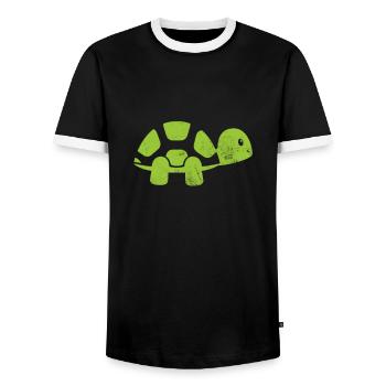 Turtle - Men's Ringer Shirt - black/white - Front - AI Model Female 172 light (172cm) & AI Model Male 178 light (178cm)