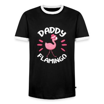Flamingo Père Oiseau Rose Cadeau de la fête des pères - T-shirt contrasté Homme - noir/blanc - Devant - AI Model Female 172 light (172cm) & AI Model Male 178 light (178cm)