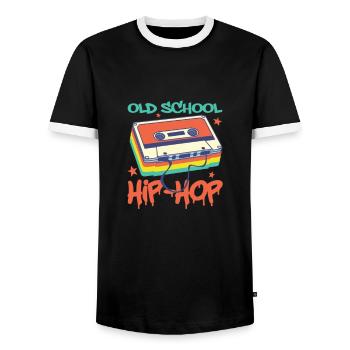 Hip Hop Rap Music Rapper Hiphop Gift - Men's Ringer Shirt - black/white - Front - AI Model Female 172 light (172cm) & AI Model Male 178 light (178cm)