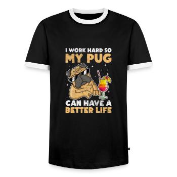 Pug - Men's Ringer Shirt - black/white - Front - AI Model Female 172 light (172cm) & AI Model Male 178 light (178cm)