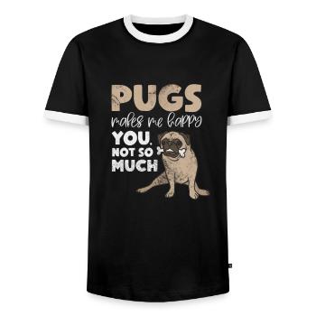 Pug - Men's Ringer Shirt - black/white - Front - AI Model Female 172 light (172cm) & AI Model Male 178 light (178cm)