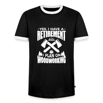 Ruhestand Schreiner Zimmermann Rentner Geschenk - Männer Kontrast-T-Shirt - Schwarz/Weiß - Vorne - AI Model Female 172 light (172cm) & AI Model Male 178 light (178cm)