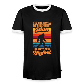 Ruhestand Bigfoot Rente Rentner Rentnerin Geschenk - Männer Kontrast-T-Shirt - Schwarz/Weiß - Vorne - AI Model Female 172 light (172cm) & AI Model Male 178 light (178cm)