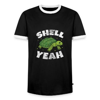 Turtle - Men's Ringer Shirt - black/white - Front - AI Model Female 172 light (172cm) & AI Model Male 178 light (178cm)