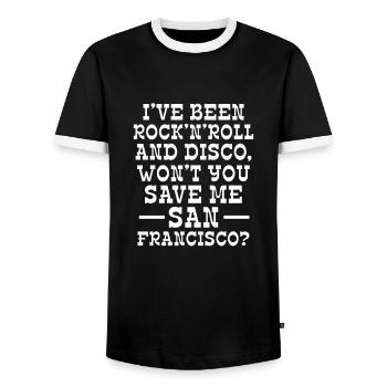 San Francisco - Men's Ringer Shirt - black/white - Front - AI Model Female 172 light (172cm) & AI Model Male 178 light (178cm)