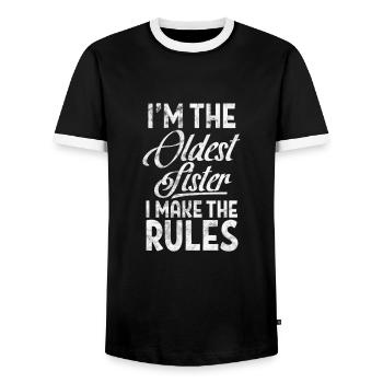 Soeur Frère Frères et sœurs Cadeau de famille - T-shirt contrasté Homme - noir/blanc - Devant - AI Model Female 172 light (172cm) & AI Model Male 178 light (178cm)