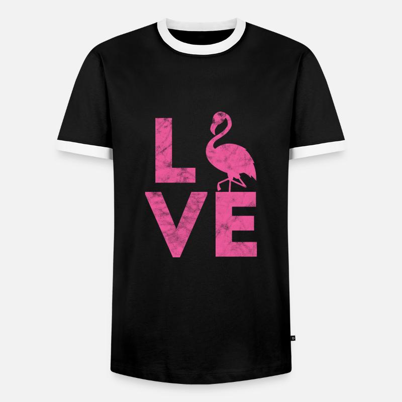 Flamingo - Männer Kontrast-T-Shirt - Schwarz/Weiß