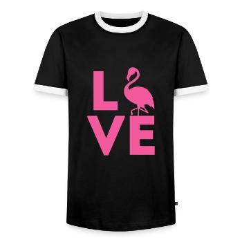 Flamingo Pink Vogel Zoo Sommer Urlaub Geschenk - Männer Kontrast-T-Shirt - Schwarz/Weiß - Vorne - AI Model Female 172 light (172cm) & AI Model Male 178 light (178cm)